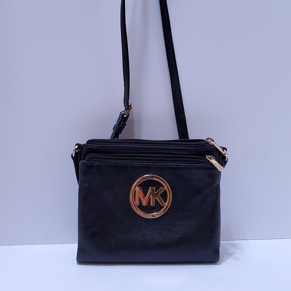 Michael Kors Fulton Black Leather Crossbody Bag